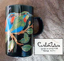 Fake mug decorated with birds.