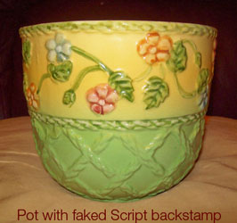 Another old makers pot with faked backstamp 1.