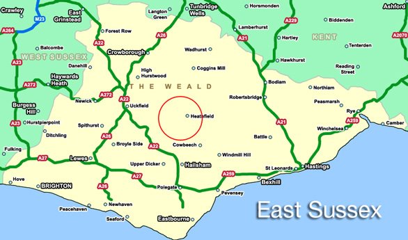 Map of East Sussex