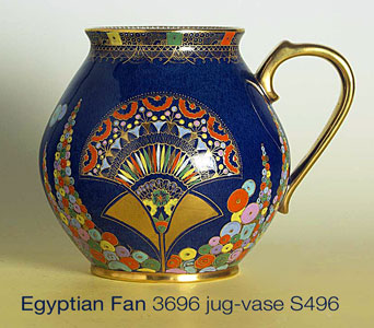 Carlton Ware Egyptian Fan jug-vase