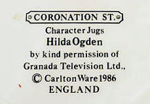 Carlton Ware Coronation Street character jug backstamp