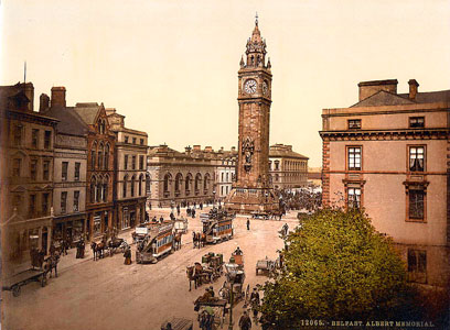 Postcard of the Albert Memorial clock tower, Belfast