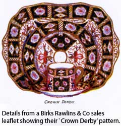 Crown Derby pattern from Birks Rawlins & Co sales leaflet.