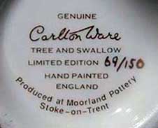 Moorland Pottery Tree & Swallow mark