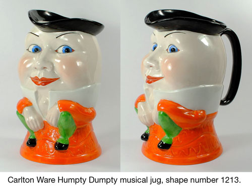 Carlton Ware Humpty Dumpty musical jug.