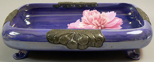 Carlton Ware rectangular floating flower bowl in purple LUSTRINE