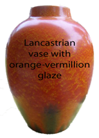 Royal Lancastrian vase - radioactive orange vermillion decoration