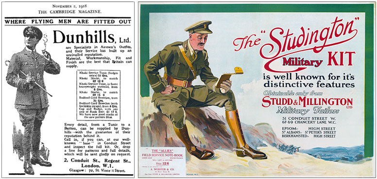Advertisements for Military tailors from World War One.