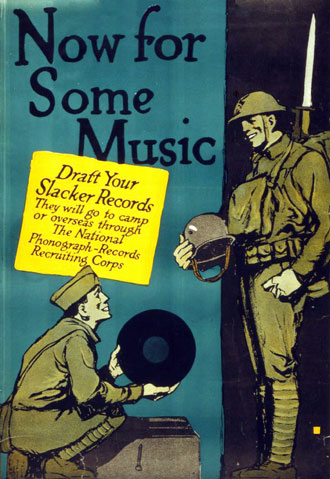 American poster from 1917 appealing for phonogrph records