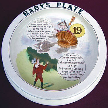 Carlton Ware Baby's Plate - There was an old woman Tossed up in a basket