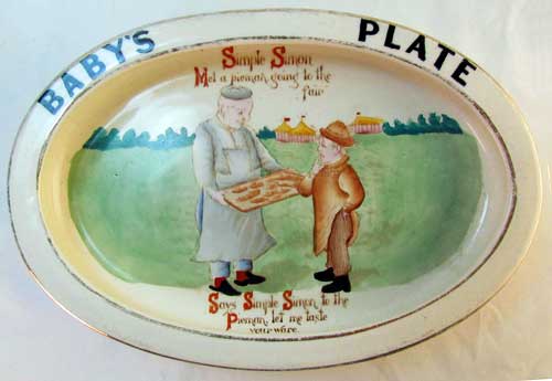 Carlton Ware Baby's Plate - Simple Simon met a pieman going to the fair.