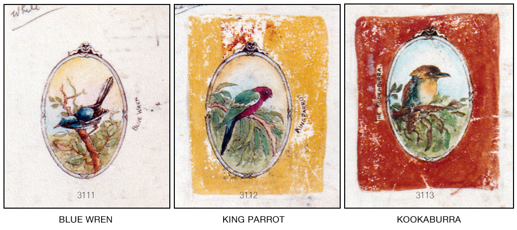 Carlton Ware BLUE WREN, KING PARROT, & KOOKABURRA representations