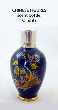 CHINESE FIGURES bottle vase truncated and converted to a scent bottle.