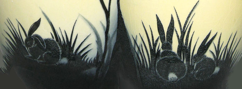 Detail from Carlton Ware Rabbits at Dusk pattern
