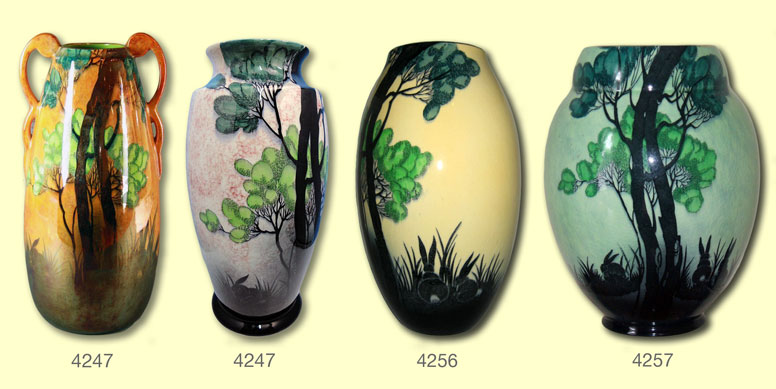 Examples of Carlton Ware Rabbits at Dusk pattern