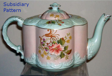 Carlton Ware Blushware - Cornucopia quatrefoil teapot subsidiary pattern