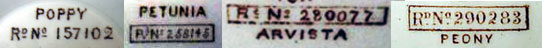 Examples of patterns with printed names