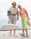 Couple with geiger counter