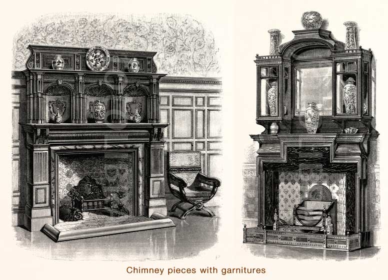 Chimney pieces with garnitures