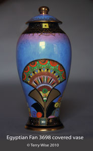 Egyptian Fan 3698 covered vase.