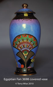Egyptian Fan 3698 covered vase.