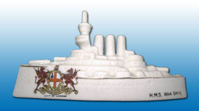 Carlton China model of an unidentified battleship.</