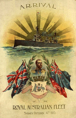 Programme cover for the arrival of the Australian Fleet in Sydney October 1913.