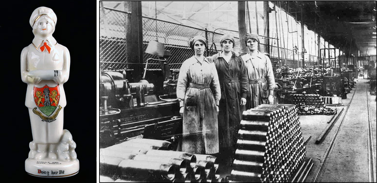 Carlton China model of a munitions worker - 'Doing her bit'. Women munitions workers.